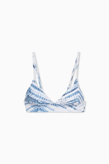 Damen - Bikini-Top - Triangel - wattiert - LYCRA® XTRA LIFE™ - weiß / blau