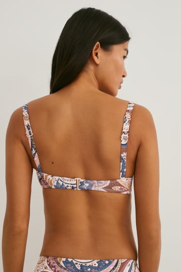 Donna - Reggiseno bikini con dettaglio nodo - imbottito - LYCRA® XTRA LIFE™ - beige / blu