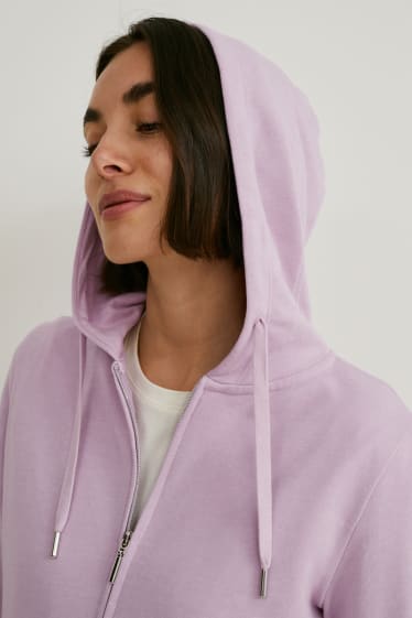 Mujer - Sudadera básica con capucha y cremallera - violeta claro