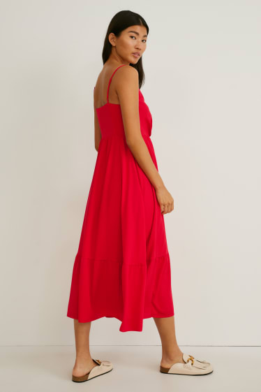 Dames - Fit & flare-jurk - gerecyclede stof - rood