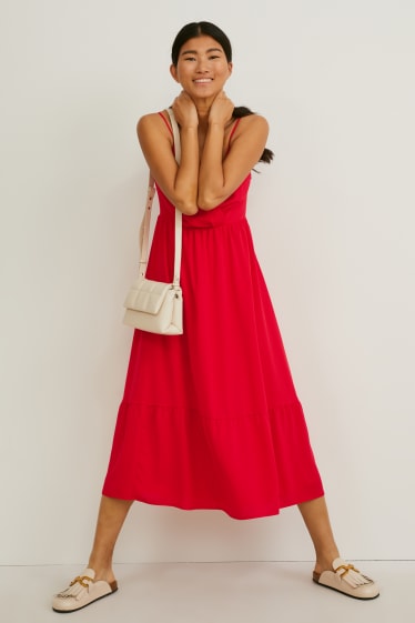 Dames - Fit & flare-jurk - gerecyclede stof - rood