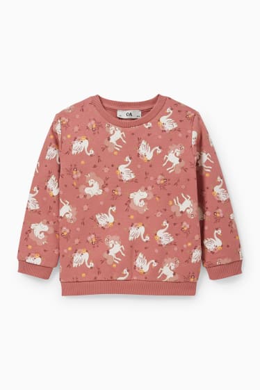 Children - Sweatshirt - floral - dark rose