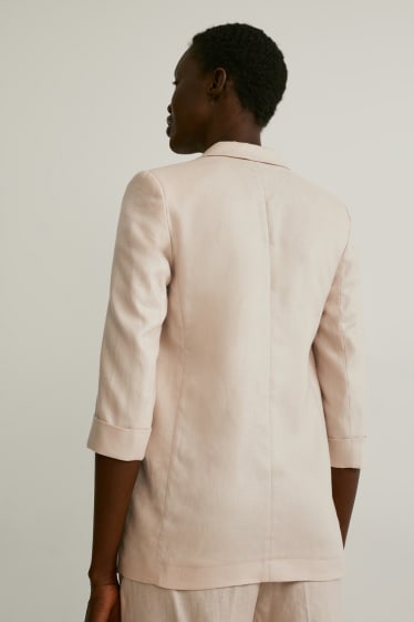 Women - Linen blazer with shoulder pads - beige