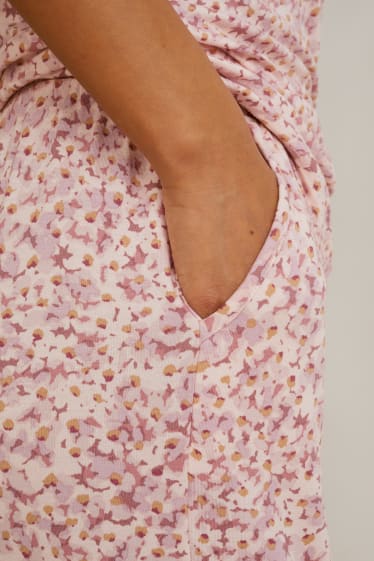 Femmes - Pantalon de pyjama - à fleurs - rose