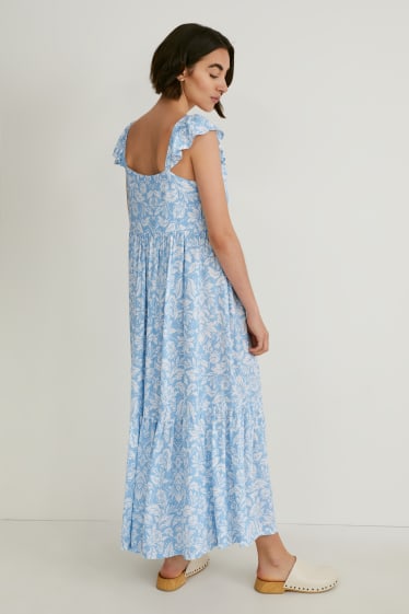 Mujer - Vestido fit & flare - de flores - azul claro
