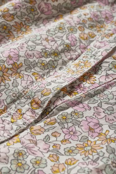 Dámské - Pouzdrové šaty - lněná směs - s květinovým vzorem - barevná