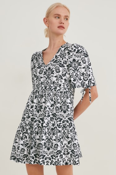 Damen - Fit & Flare Kleid  - schwarz / weiß