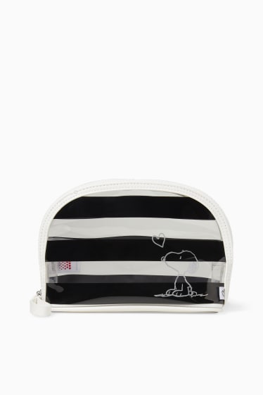 Women - Make-up bag - striped - Snoopy - black