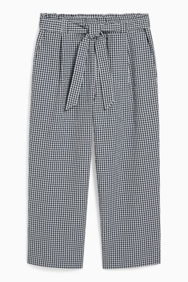 Femmes - Pantalon de toile - mid waist - jambe évasée - à carreaux - bleu foncé / blanc