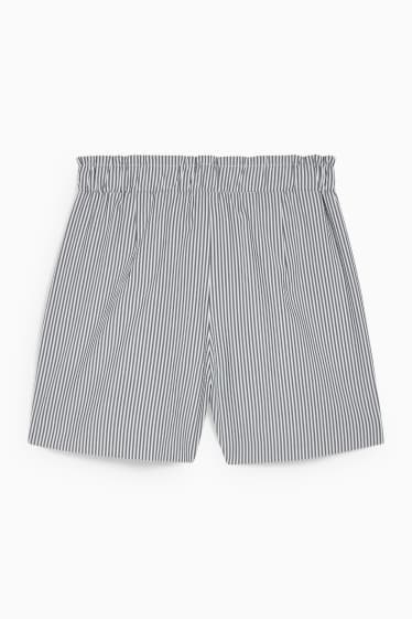 Dames - Shorts - mid waist - gestreept - donkerblauw / wit