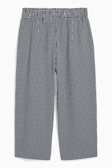 Femmes - Pantalon de toile - mid waist - jambe évasée - à carreaux - bleu foncé / blanc