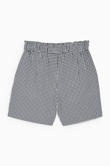 Donna - Shorts - vita media - a quadretti - blu scuro / bianco