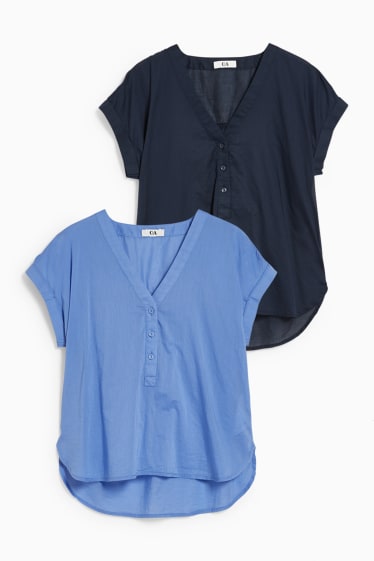Dames - Set van 2 - blouse - blauw