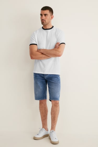 Men - Denim bermuda shorts - LYCRA® - denim-blue