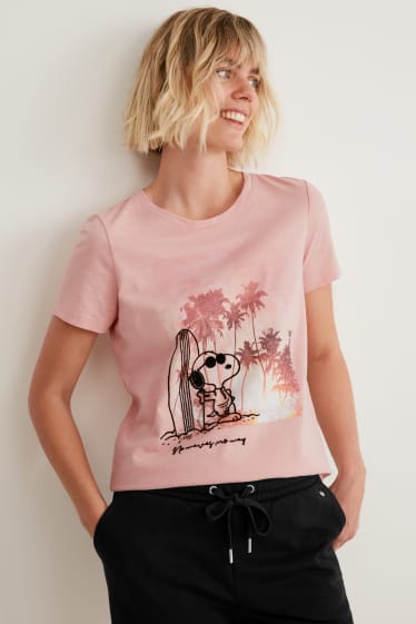 Damen - T-Shirt - Snoopy - rosa