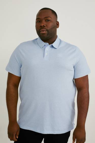 Men - Polo shirt - light blue-melange