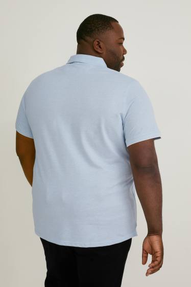 Men - Polo shirt - light blue-melange