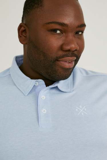 Men - Polo shirt - light blue-melange