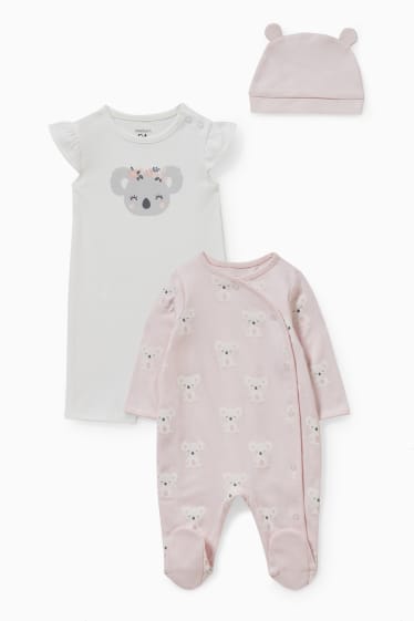 Babys - Set - 2 Baby-Schlafanzüge und Mütze - rosa