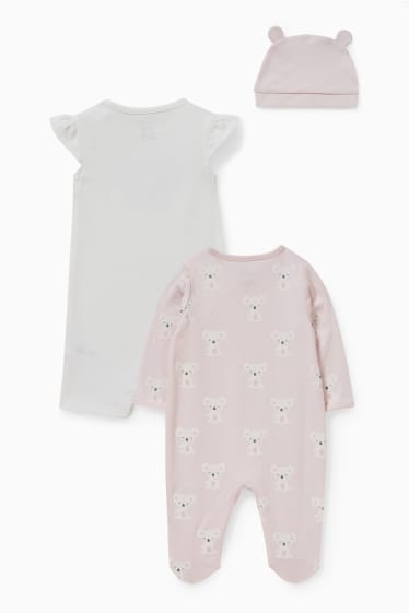 Babys - Set - 2 Baby-Schlafanzüge und Mütze - rosa