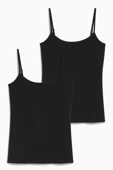 Dames - Set van 2 - basic-hemdje - zwart