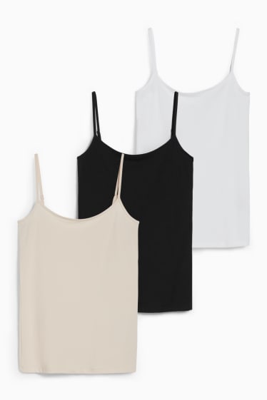Women - Multipack of 3 - basic top - white / beige