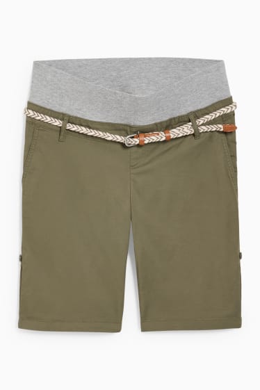 Dona - Pantalons curts de maternitat amb cinturó - LYCRA® - verd fosc