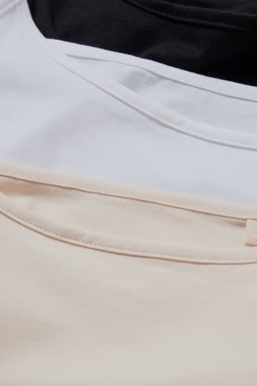 Damen - Multipack 3er - Basic-Top - weiß / beige