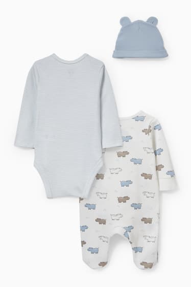 Babies - Newborn outfit - 3 piece - white / light blue