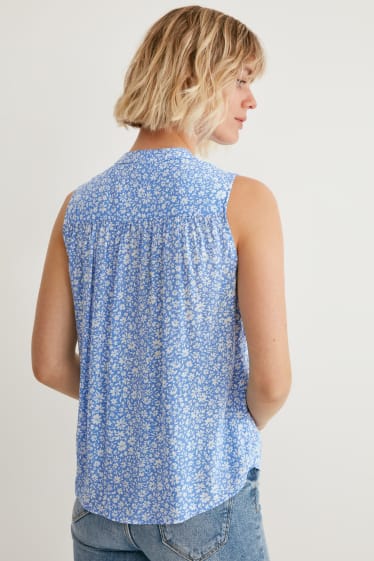 Femei - Bluză fără mâneci - cu flori - albastru