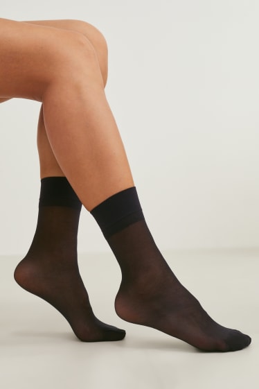 Dona - Paquet de 3 - mitjons fins - vora còmoda - 20 DEN - negre