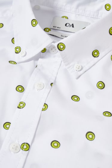 Men - Shirt - slim fit - button-down collar - white