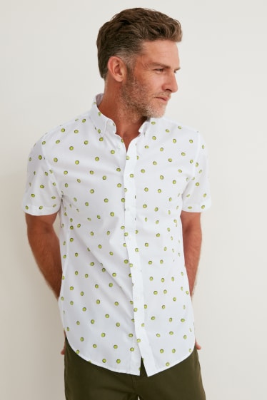 Men - Shirt - slim fit - button-down collar - white