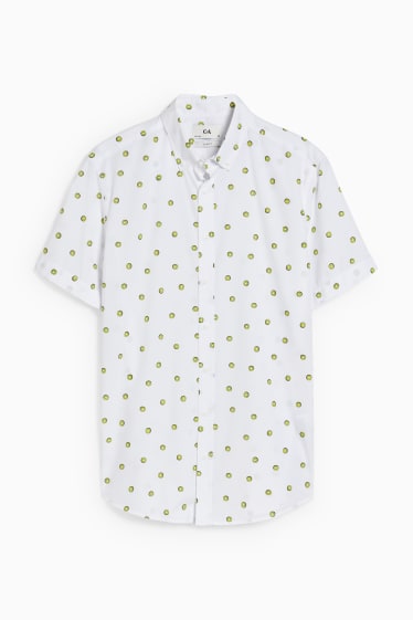 Hommes - Chemise - coupe slim - col button-down - blanc