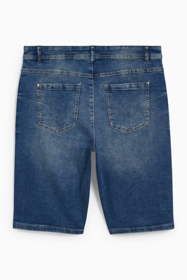 Damen - Jeans-Bermudas - Mid Waist - 4 Way Stretch - jeansblau