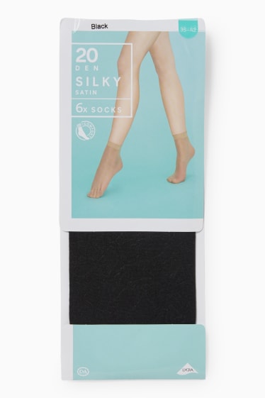 Dámské - Multipack 6 ks - silonové ponožky - 20 DEN - černá