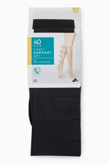 Women - Multipack of 2 - sheer knee highs - 40 denier - black