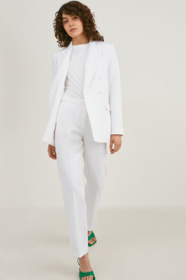 Donna - Pantaloni business - vita media - straight fit - bianco