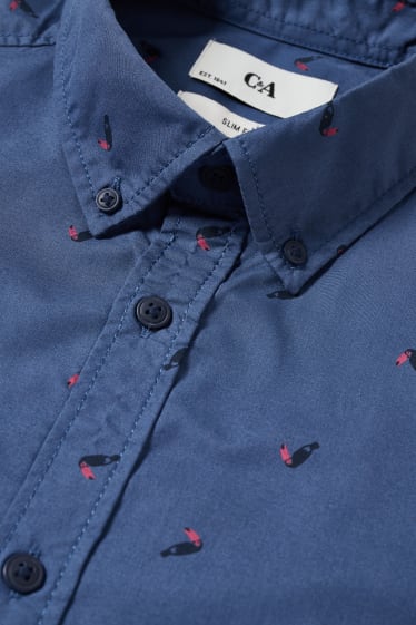 Heren - Overhemd - slim fit - button down - blauw