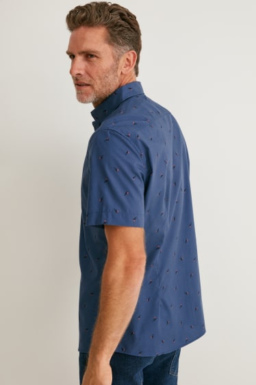 Men - Shirt - slim fit - button-down collar - blue