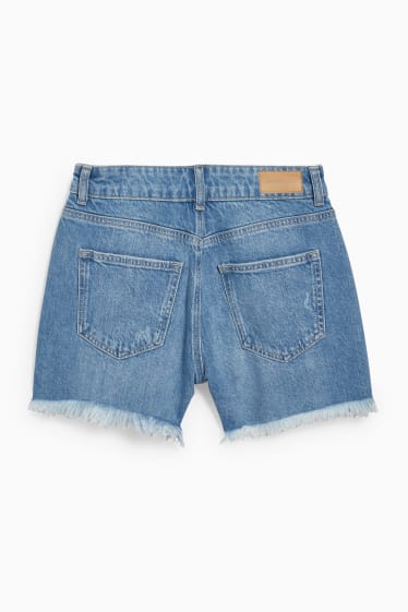 Dames - CLOCKHOUSE - korte spijkerbroek - high waist - jeanslichtblauw
