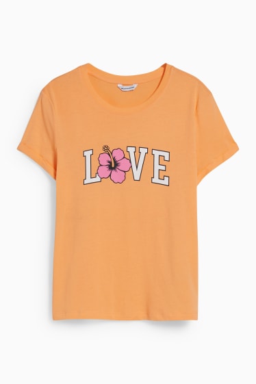 Teens & young adults - CLOCKHOUSE - T-shirt - floral - orange