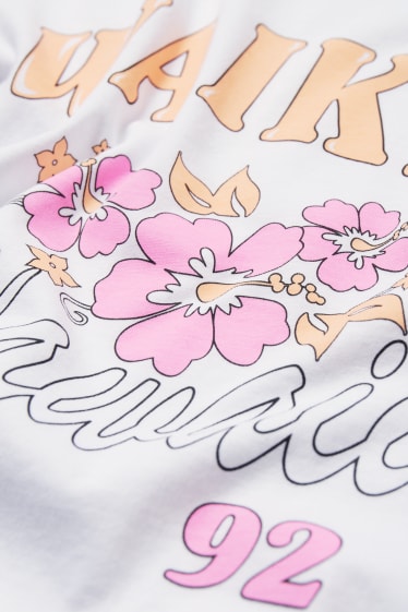 Jóvenes - CLOCKHOUSE - camiseta - de flores - blanco