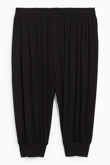 Dámské - Plátěné kalhoty - mid waist - wide leg - 4 Way Stretch - černá