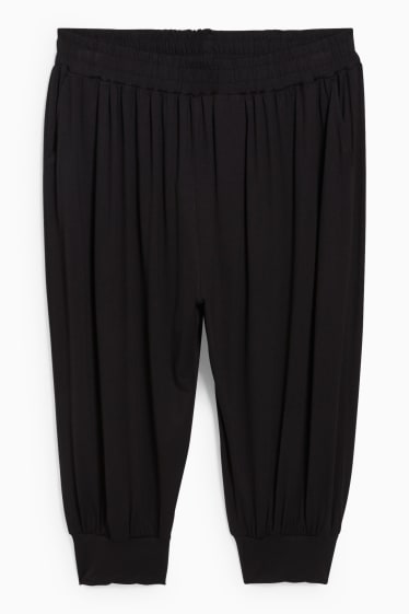 Women - Cloth trousers - mid-rise waist - wide leg - 4 Way Stretch - black