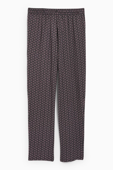 Women - Cloth trousers - mid-rise waist - tapered fit - black
