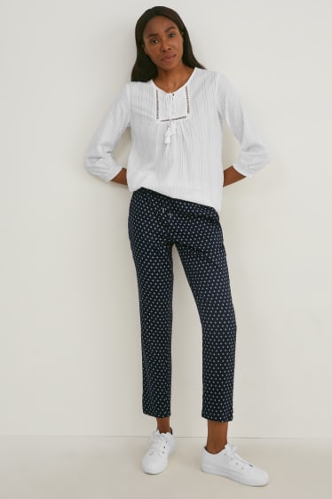Donna - Confezione da 2 - pantaloni di stoffa - vita media - tapered fit - blu scuro
