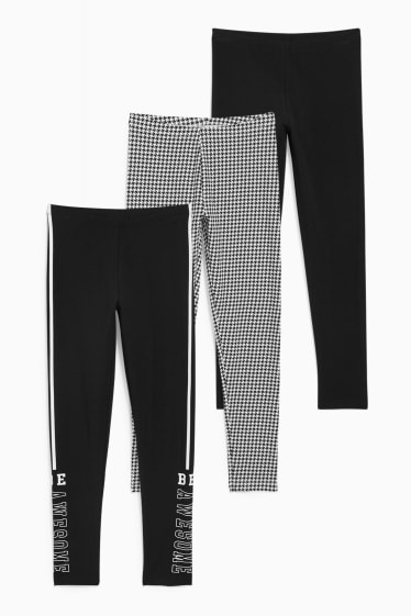Kinderen: meisjes - Set van 3 - legging - zwart