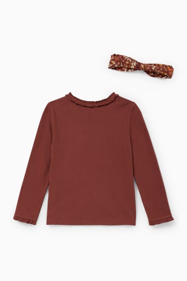 Enfants filles - Ensemble - haut à manches longues et bandeau à cheveux - 2 pièces - marron