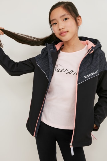Enfants filles - Veste softshell à capuche - noir